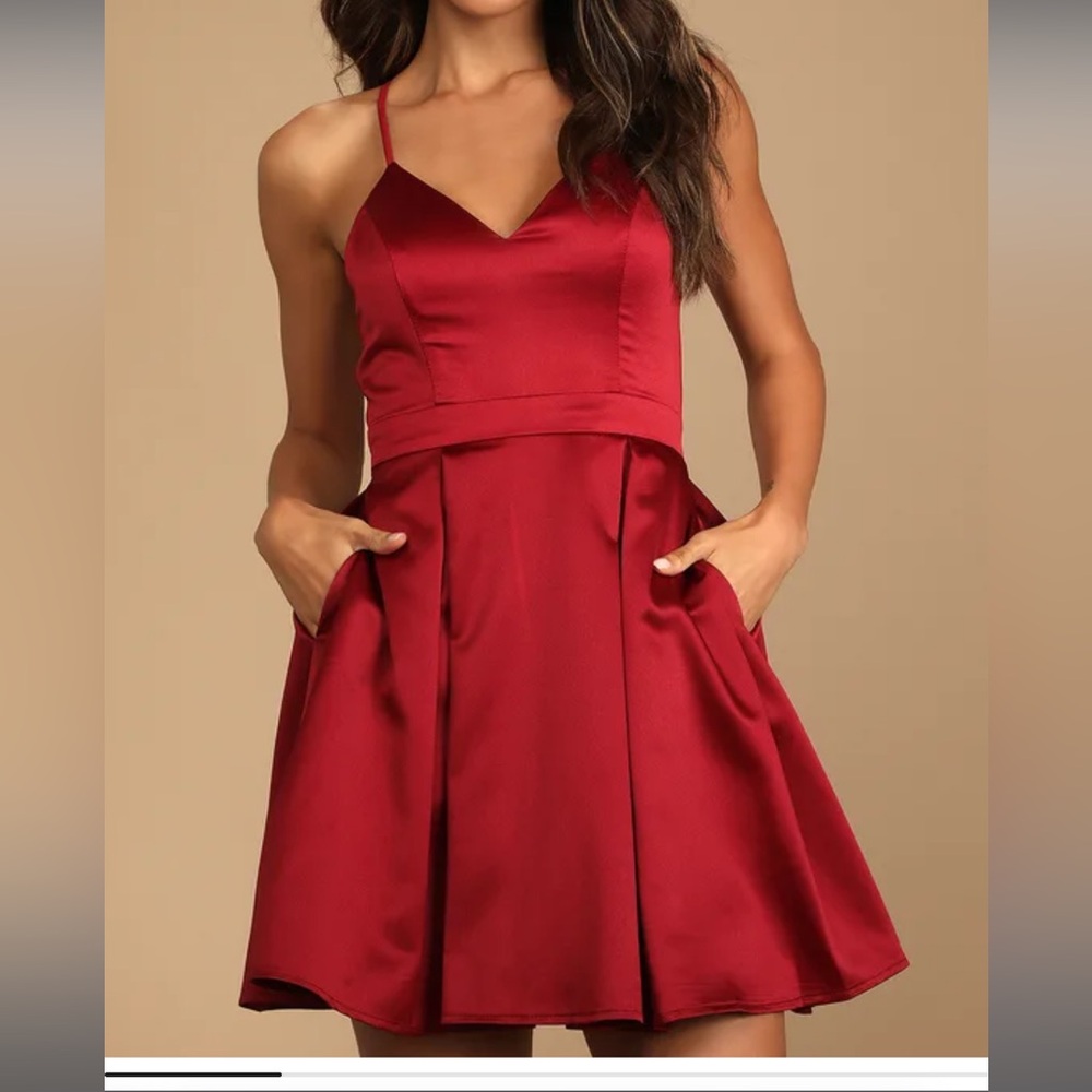 Lulus “Be With You Wine Red Skater Dress”